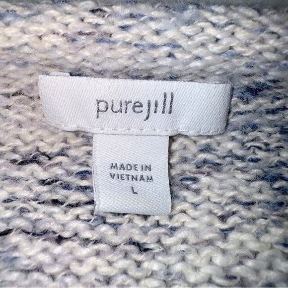 Pure Jill Marled Knit Pullover Sweater Grey White Cotton Blend Size Large - Picture 5 of 6